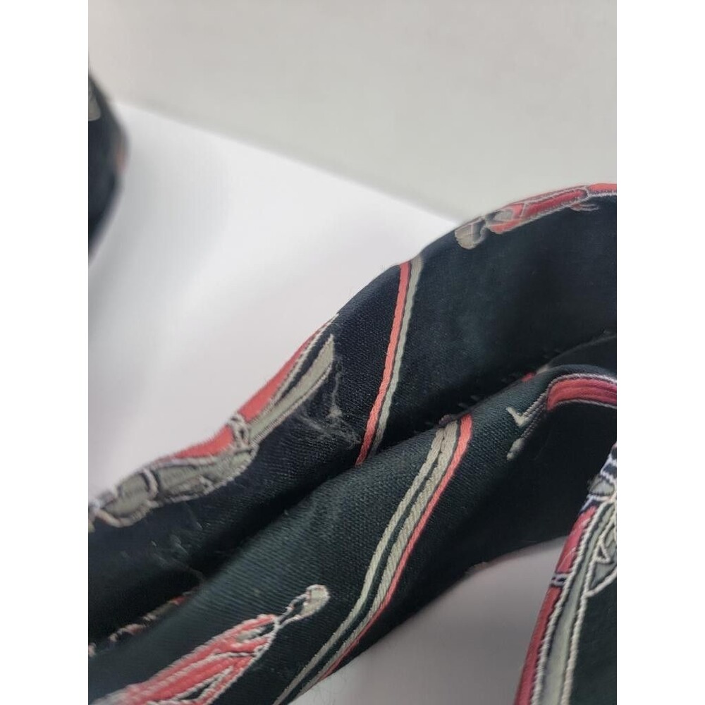 Vintage Grodins California Damon Mens Tie Black Art Deco Flapper Girls Polyester - Picture 4 of 10